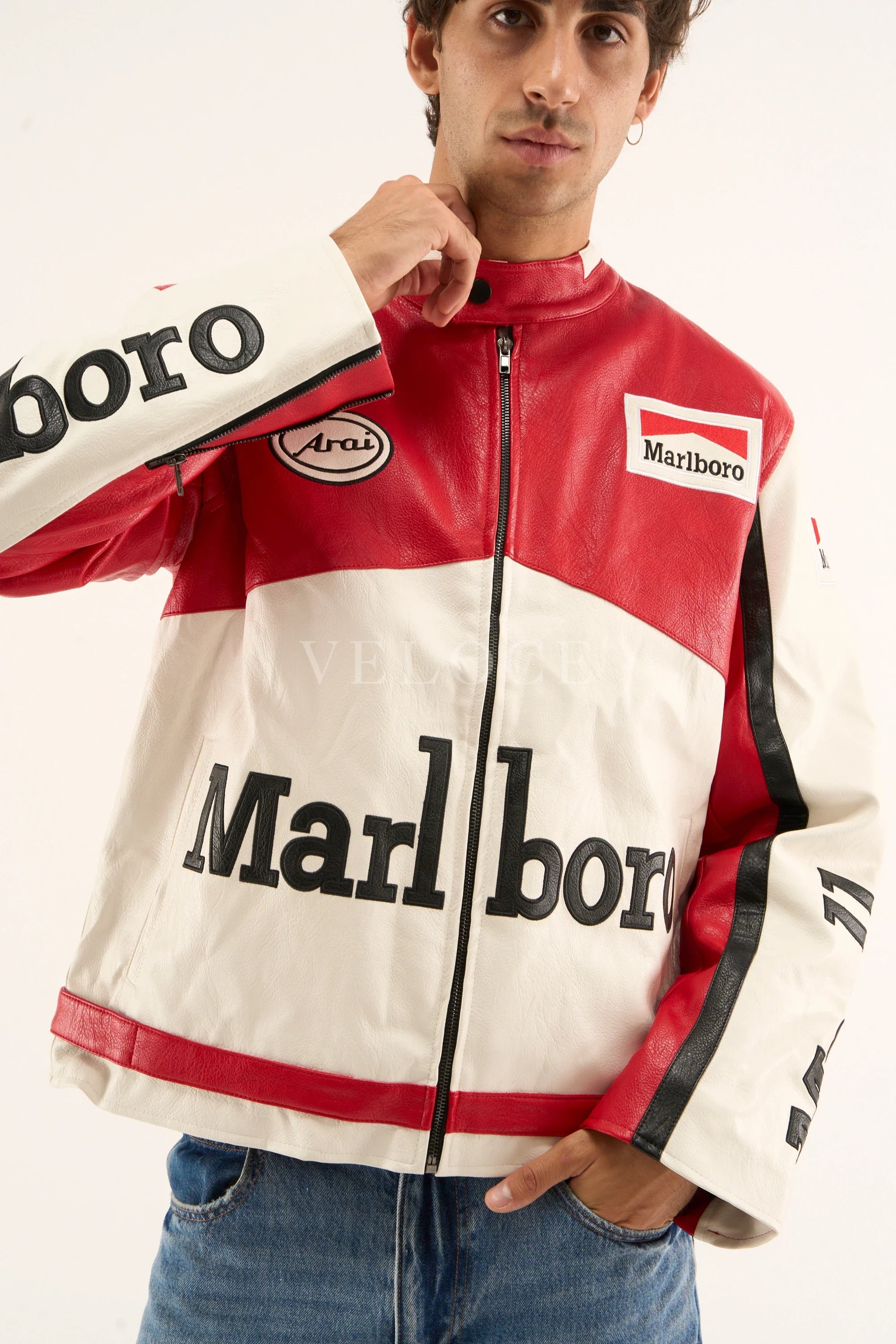 Blouson de course en cuir Marlboro - Édition classique